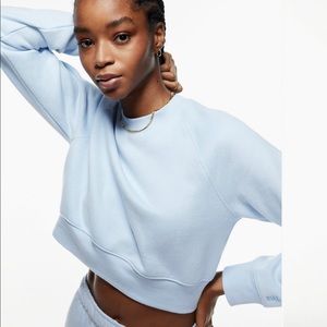 TNA Aritzia Grey Cozy Fleece Shrunken crew-neck sweatshirt